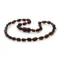 Baltic Amber Teething Necklace. Olive Dark Cognac Matte 5mm - OL13