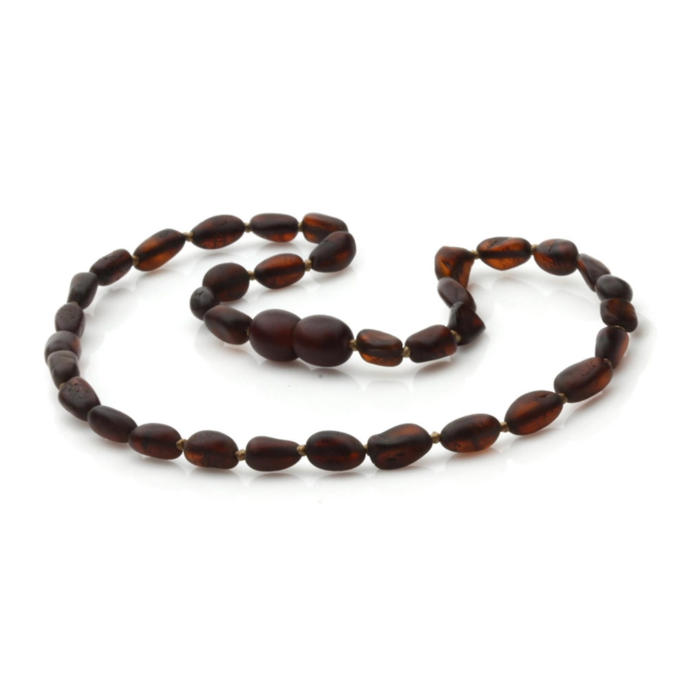 Baltic Amber Teething Necklace. Olive Dark Cognac Matte 5mm - OL13