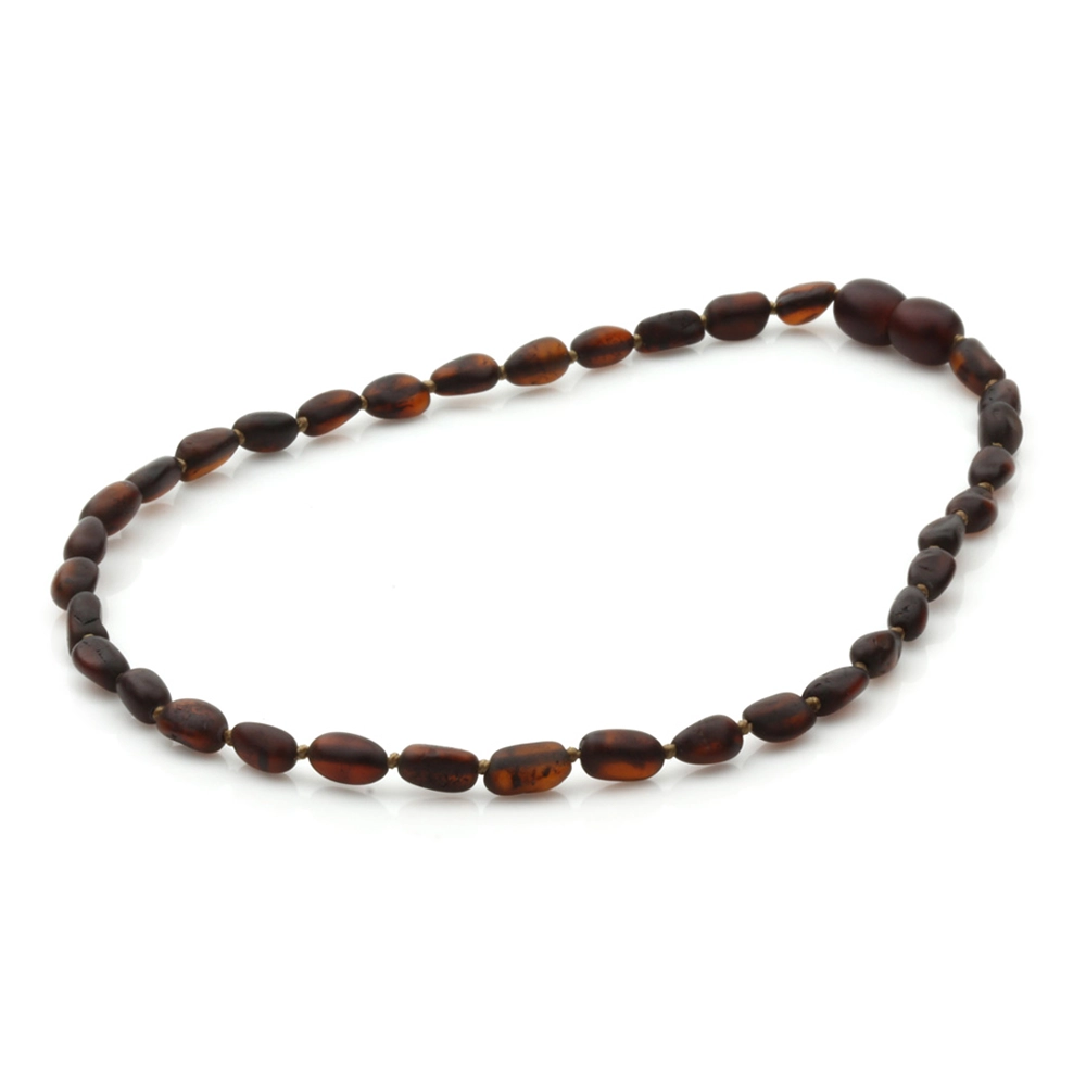 Baltic Amber Teething Necklace. Olive Dark Cognac Matte 5mm - OL13