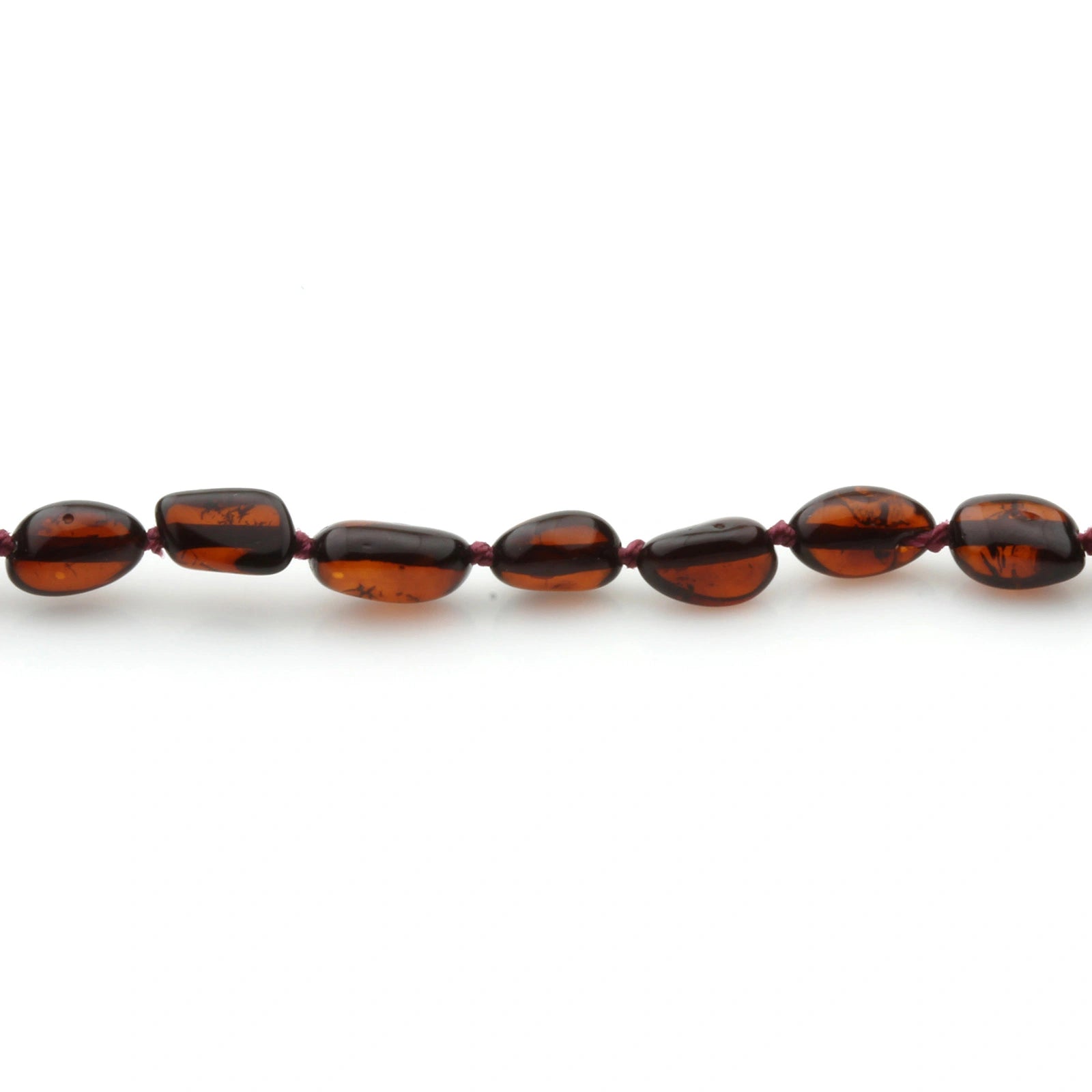 Baltic Amber Teething Necklace. Olive Dark Cognac Glossy 5mm - OL7