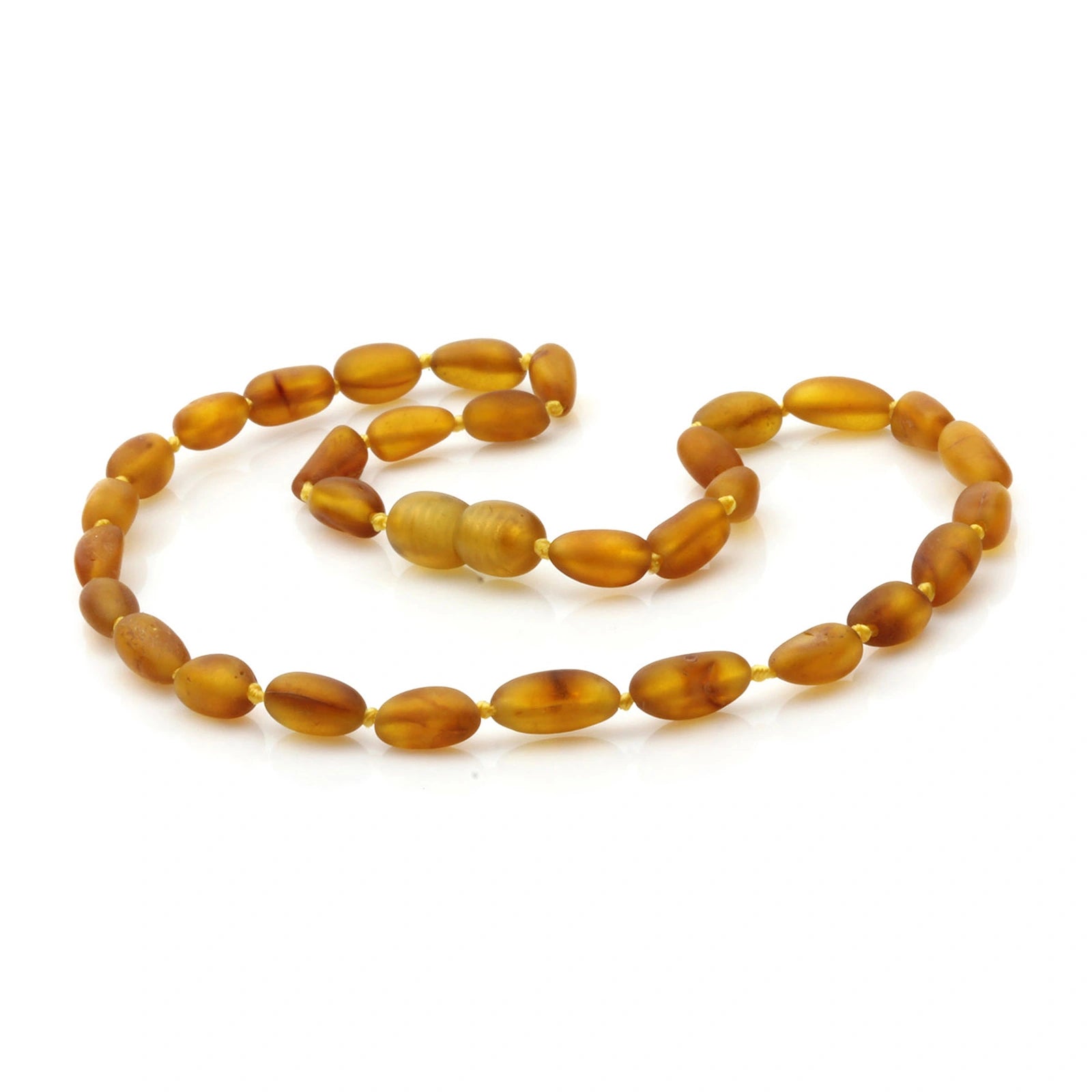 Baltic Amber Teething Necklace. Olive Light Cognac Matte 5mm - OL11