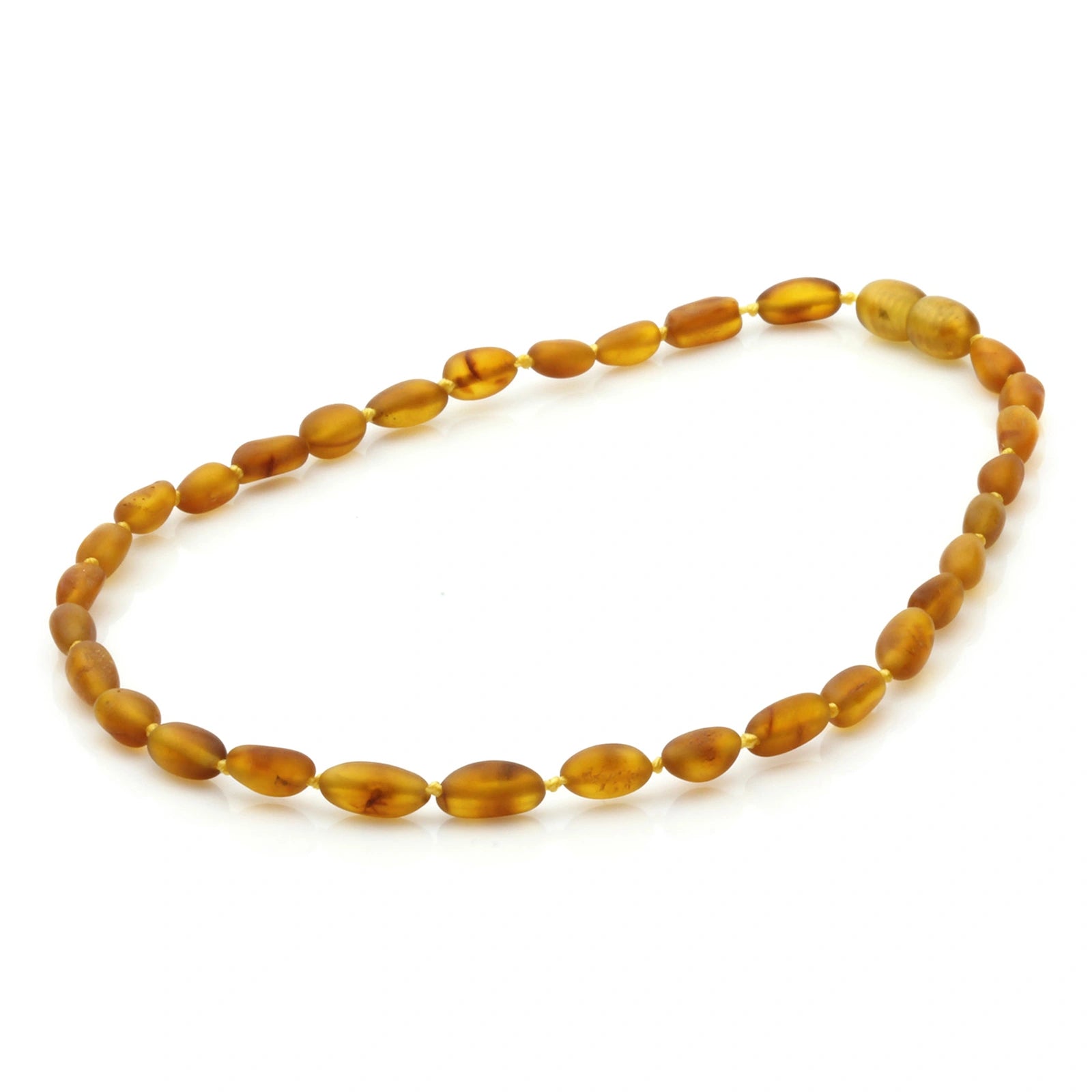 Baltic Amber Teething Necklace. Olive Light Cognac Matte 5mm - OL11