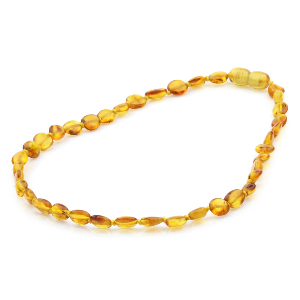 Baltic Amber Teething Necklace. Olive Light Cognac Glossy 6mm - OL2