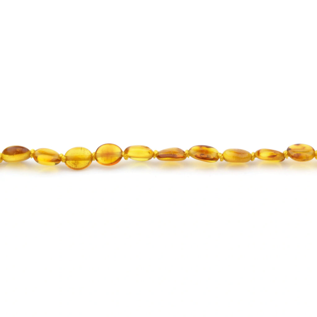 Baltic Amber Teething Necklace. Olive Light Cognac Glossy 6mm - OL2