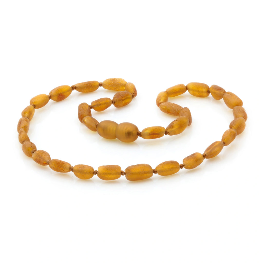 Baltic Amber Teething Necklace. Olive Light Cognac Rough 5mm - OL17