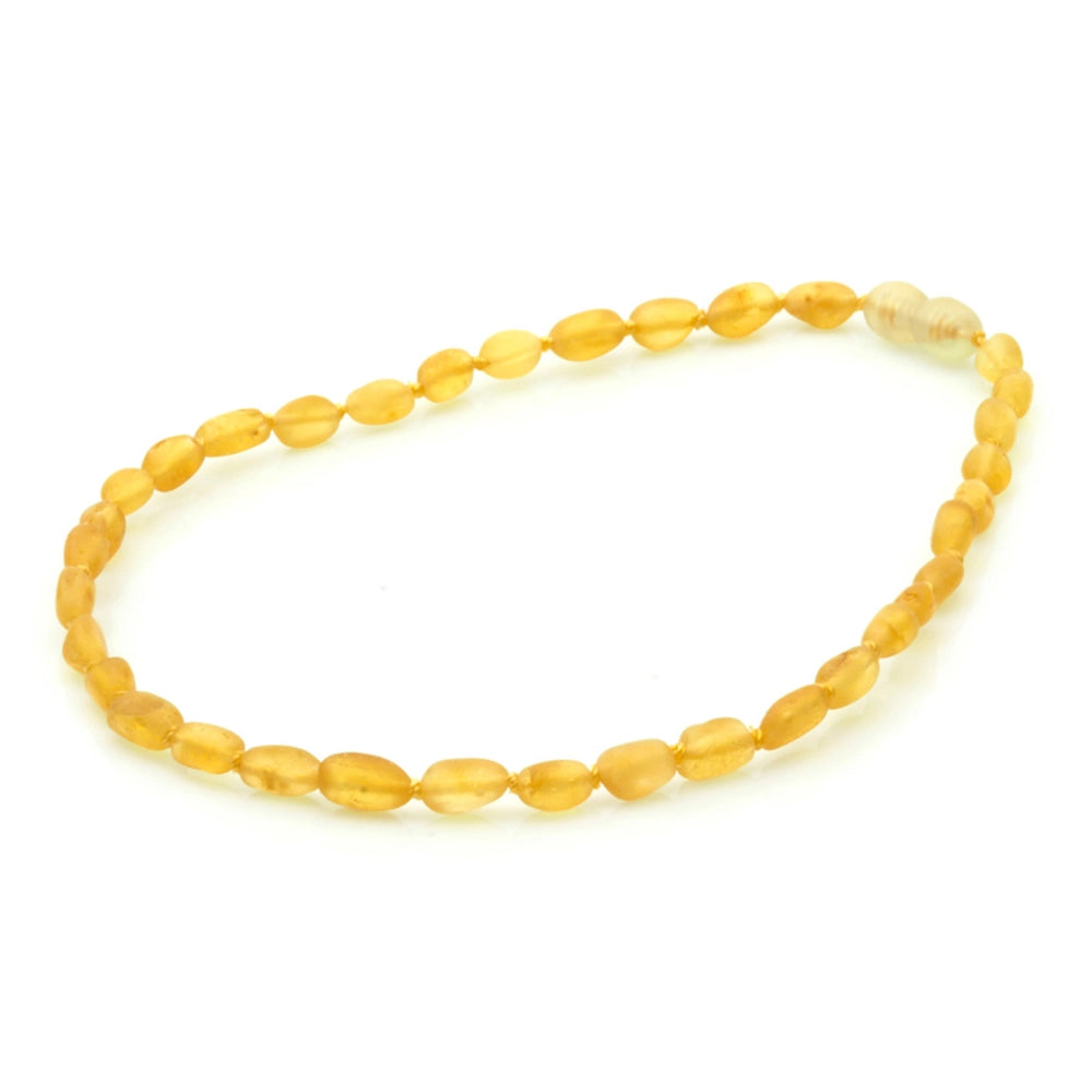 Baltic Amber Teething Necklace. Olive Yellow Matte 5mm - OL12