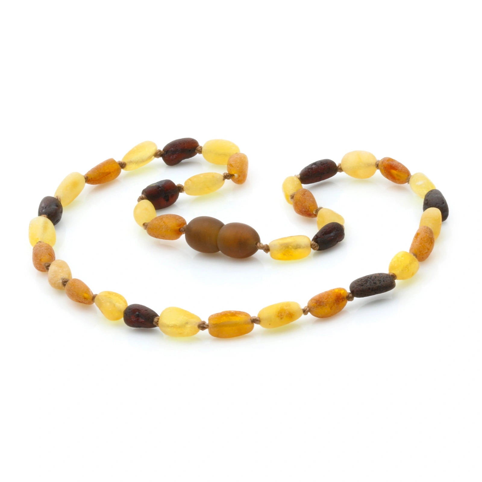 Baltic Amber Teething Necklace. Olive Multicolor Matte 5mm - OL10