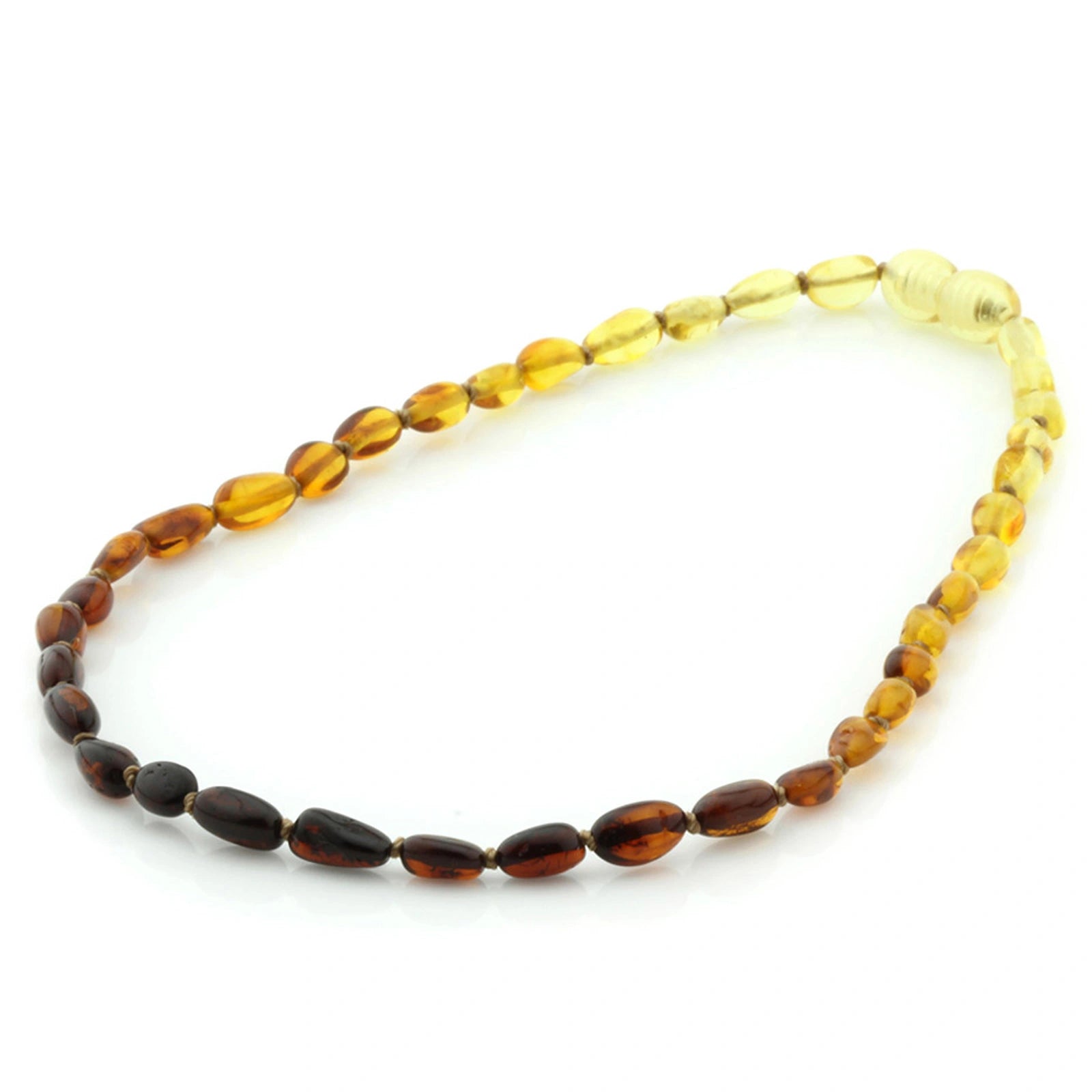 Baltic Amber Teething Necklace. Olive Rainbow Glossy 5mm - OL1