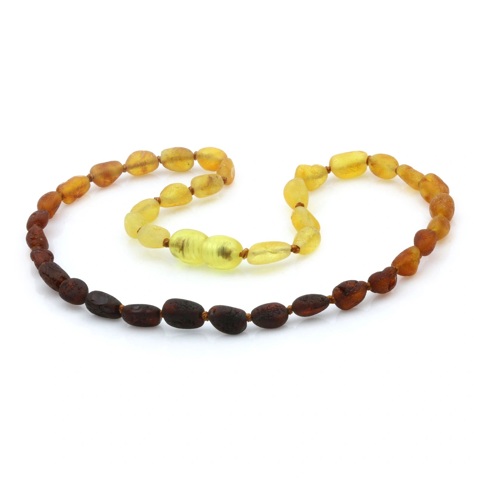 Baltic Amber Teething Necklace. Olive Rainbow Rough 5mm - OL15
