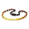 Rainbow Baltic amber olive baby necklace, 32cm