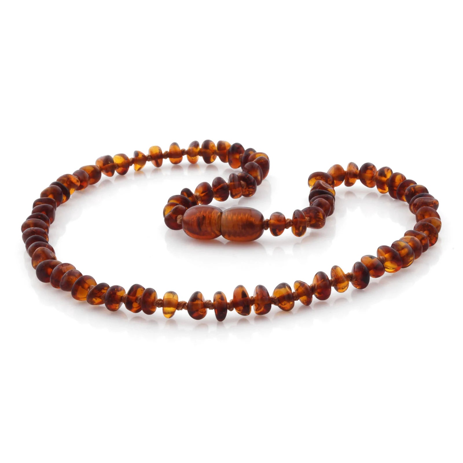 Baltic Amber Teething Necklace. Baroque Cognac 4mm - BA45