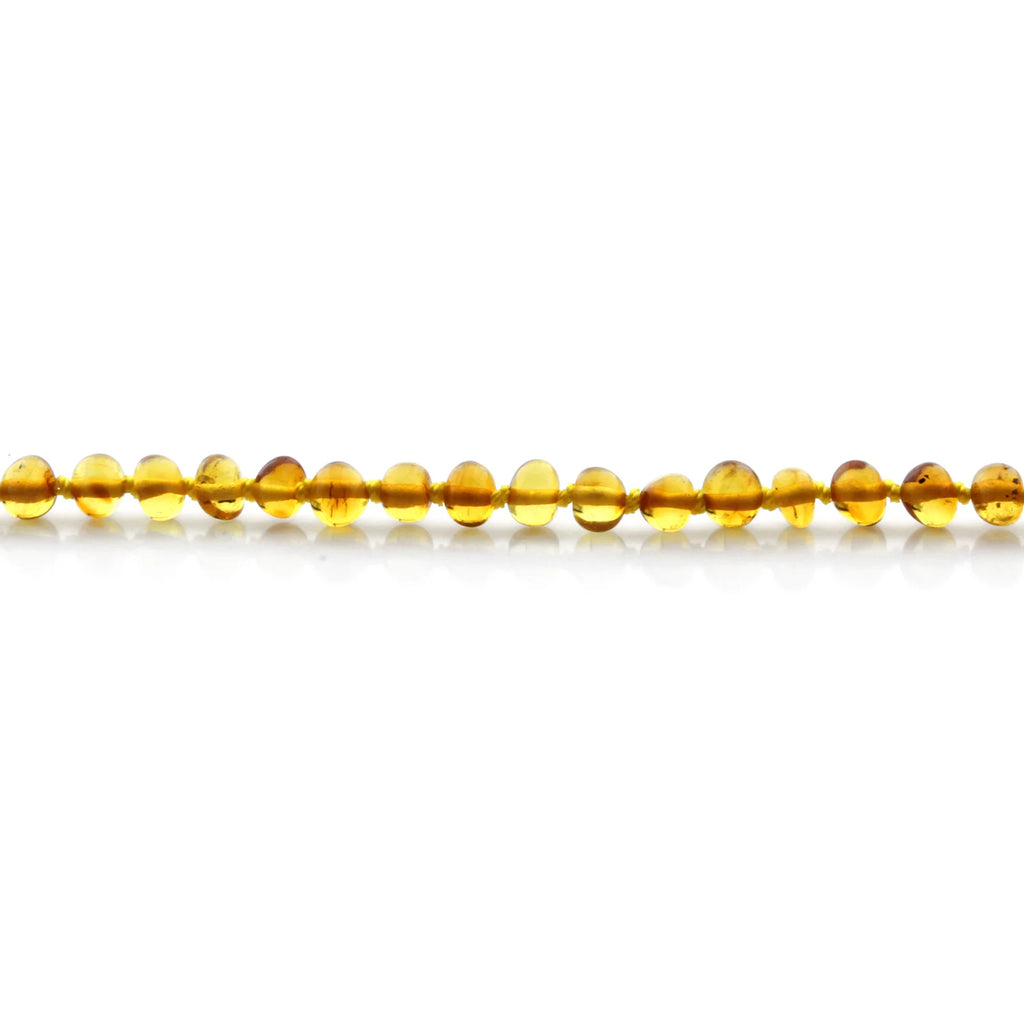 Baltic Amber Teething Bracelet. Baroque Light Cognac 5mm - BA70