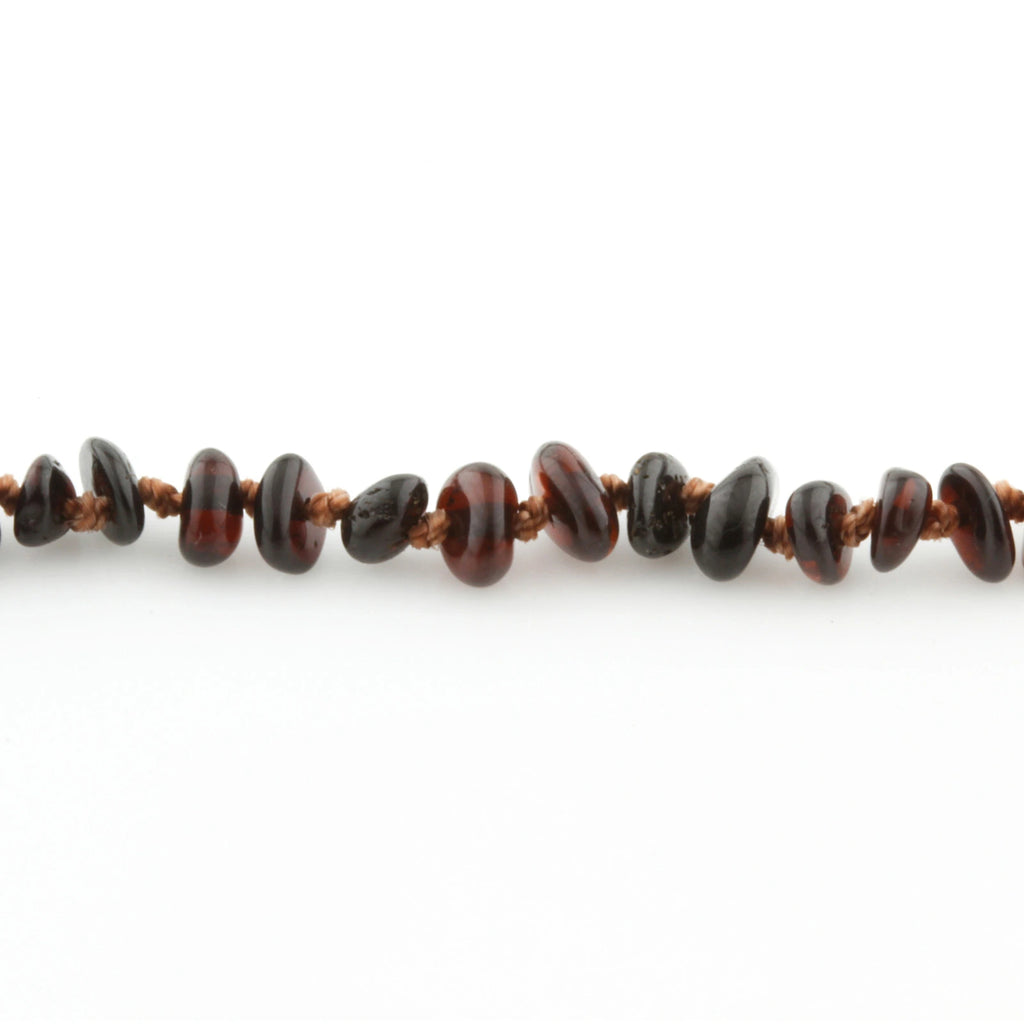 Baltic Amber Teething Necklace. Roundel Dark Cognac Glossy 4mm - RO100