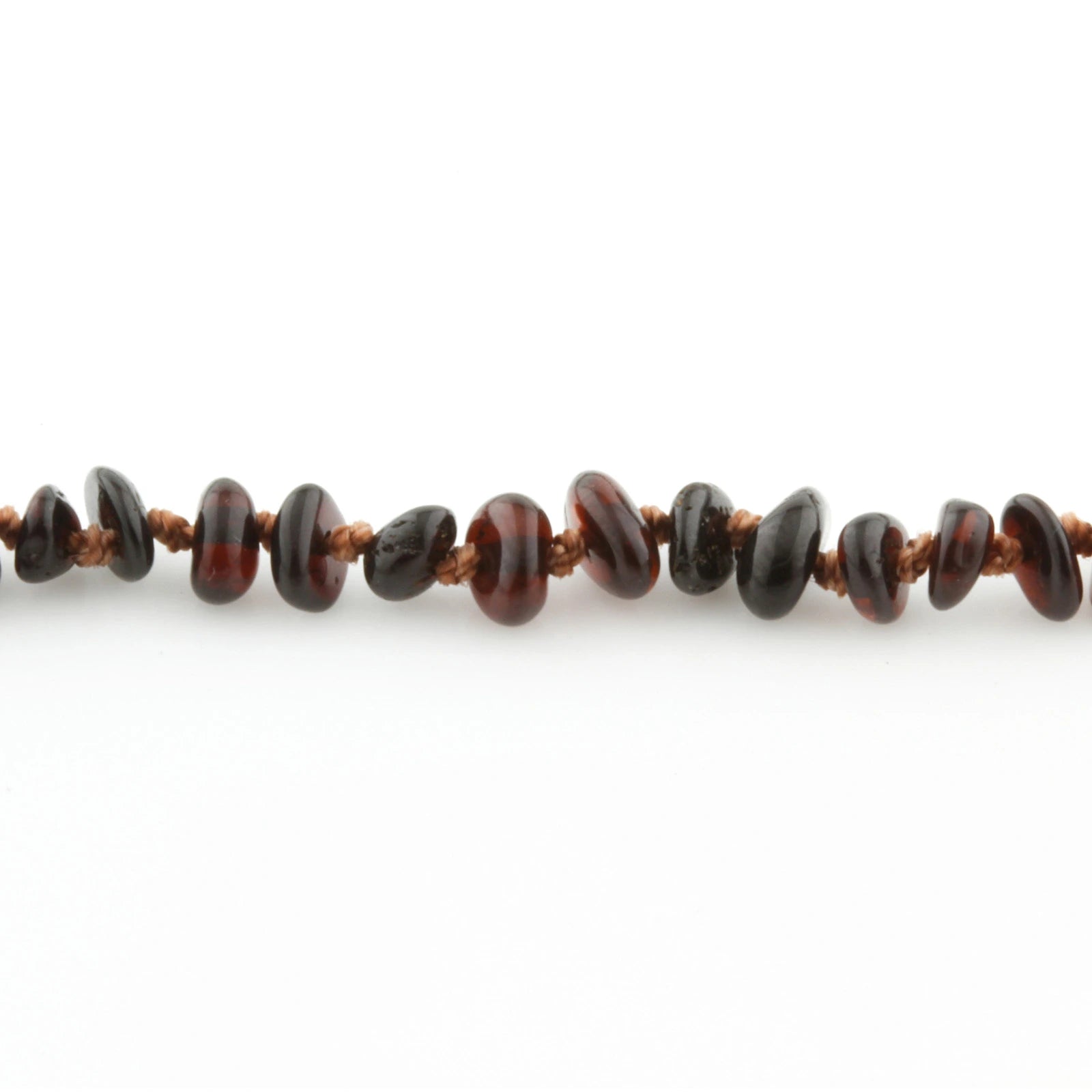 Baltic Amber Teething Necklace. Roundel Dark Cognac Glossy 4mm - RO100