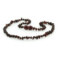 Baltic Amber Teething Necklace. Roundel Dark Cognac Glossy 4mm - RO100