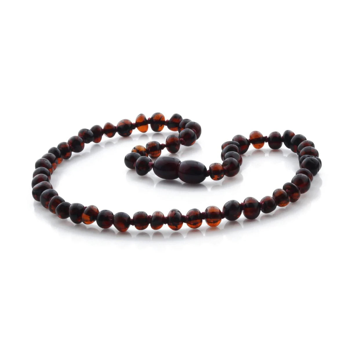 Baltic Amber Teething Necklace. Baroque Dark Cognac 5mm - BA9