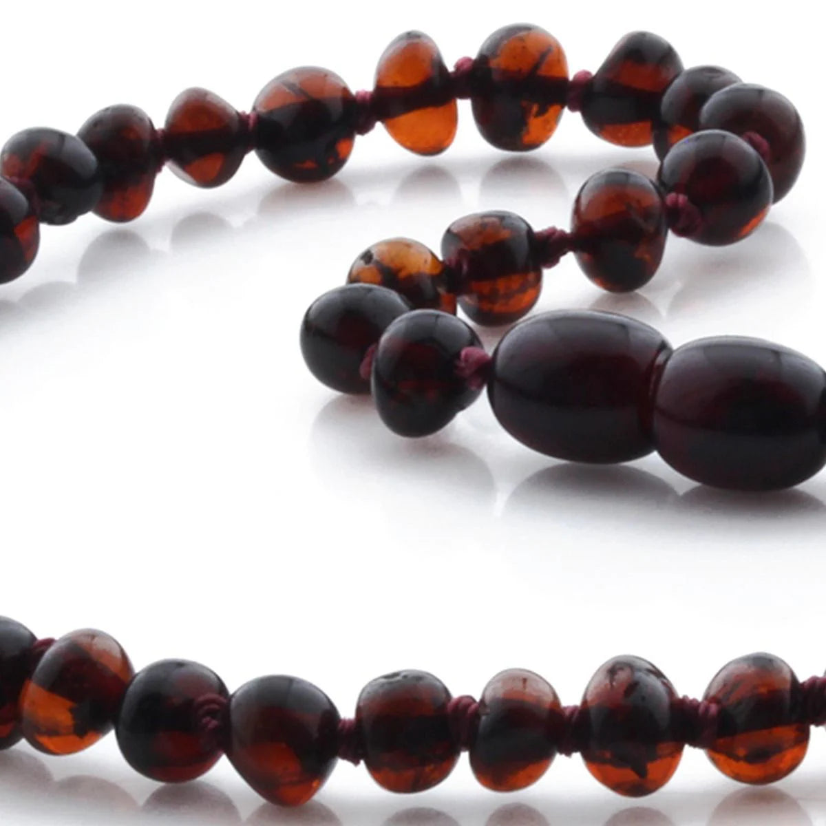 Baltic Amber Teething Necklace. Baroque Dark Cognac 5mm - BA9