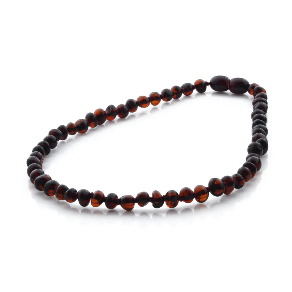 Baltic Amber Teething Necklace. Baroque Dark Cognac 5mm - BA9