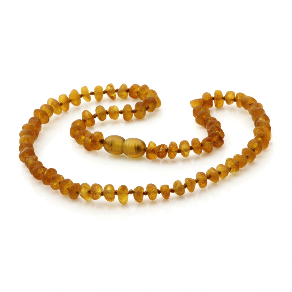 Baltic Amber Teething Necklace. Roundel Light Cognac 5mm - RO19