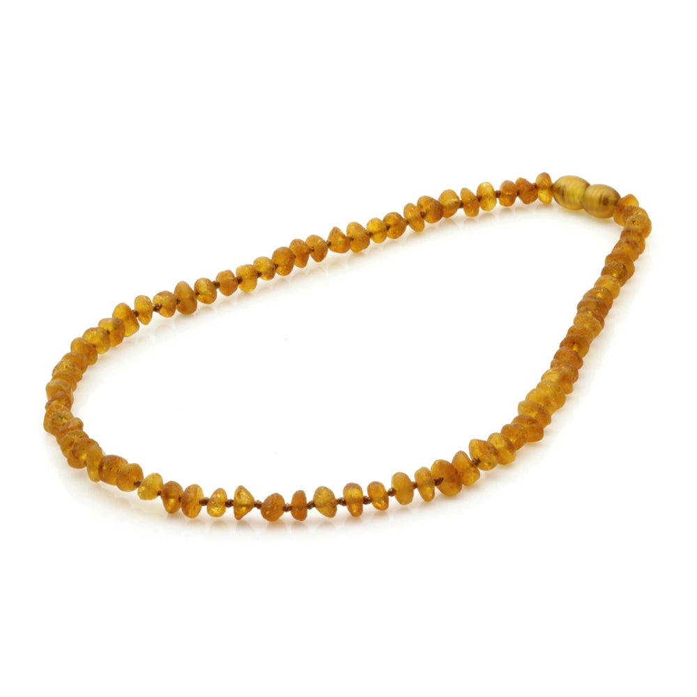 Baltic Amber Teething Necklace. Roundel Light Cognac 5mm - RO19