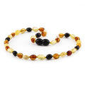 Baltic Amber Teething Necklace. Olive Multicolor Glossy 5mm - OL65
