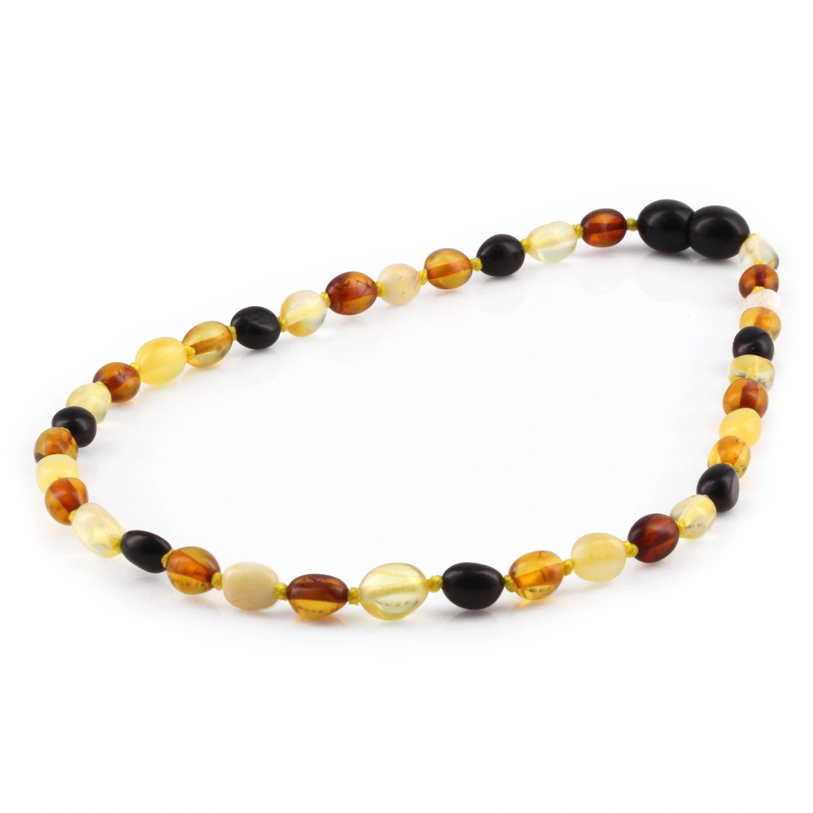 Baltic Amber Teething Necklace. Olive Multicolor Glossy 5mm - OL65