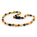 Baltic Amber Teething Necklace. Olive Multicolor Glossy 5mm - OL62