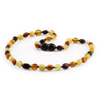 Baltic Amber Teething Necklace. Olive Multicolor Glossy 5mm - OL62