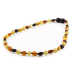 Baltic Amber Teething Necklace. Olive Multicolor Glossy 5mm - OL62