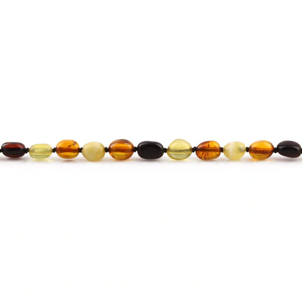 Baltic Amber Teething Necklace. Olive Multicolor Glossy 5mm - OL62