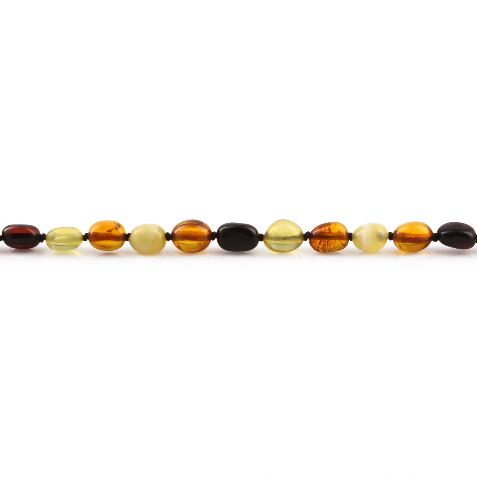 Baltic Amber Teething Necklace. Olive Multicolor Glossy 5mm - OL62