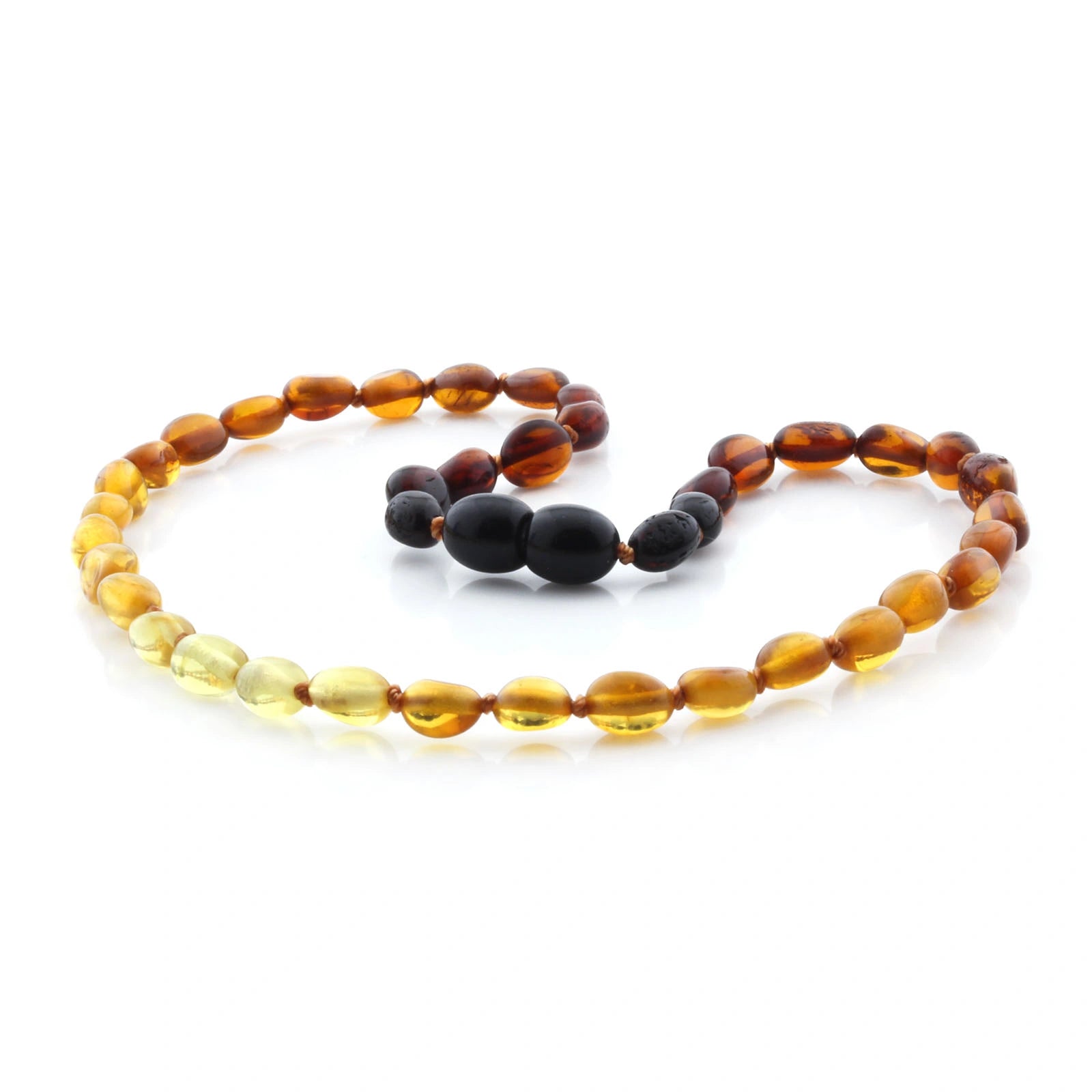 Baltic Amber Teething Necklace. Olive Rainbow Glossy 5mm - OL68