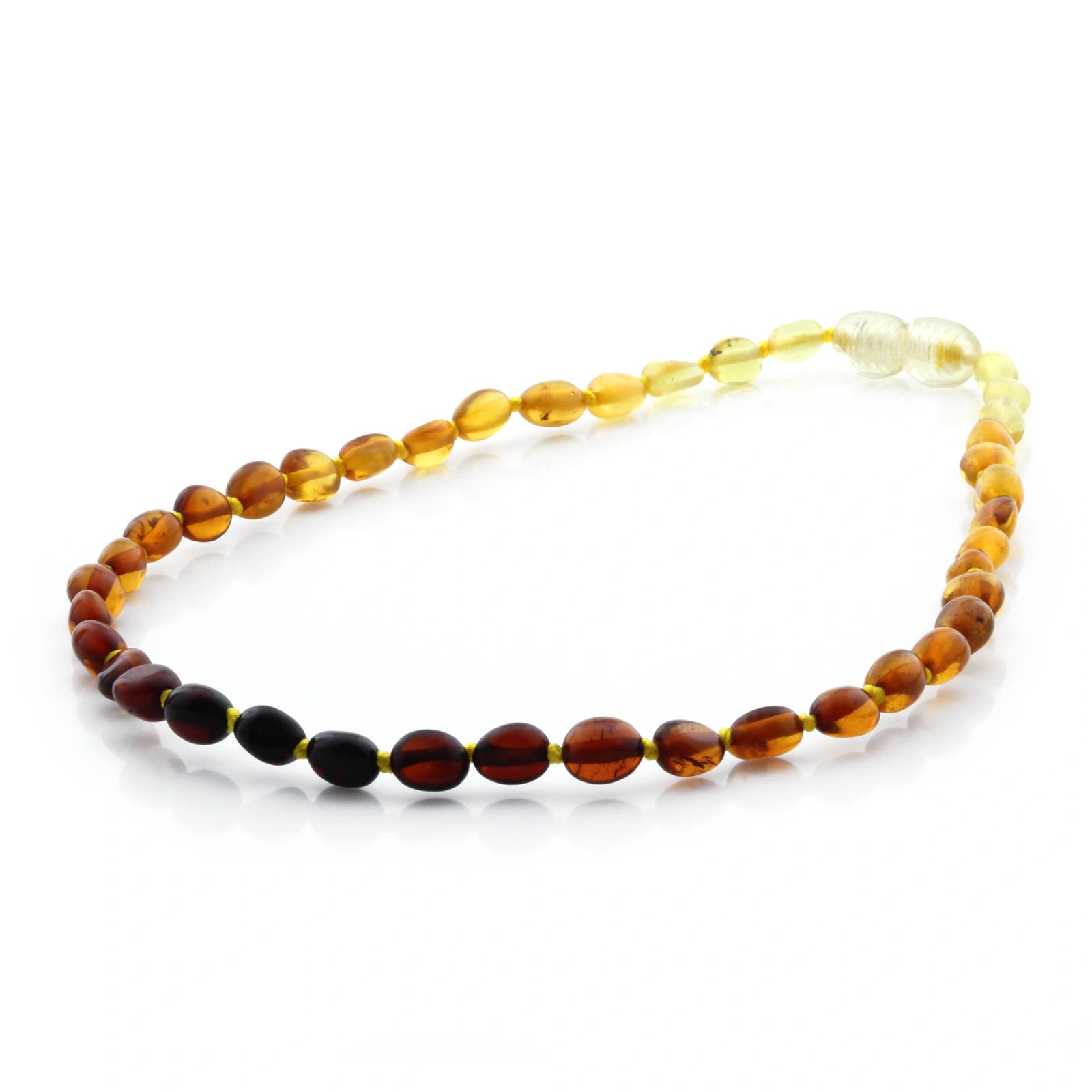 Baltic Amber Teething Necklace. Olive Rainbow Glossy 5mm - OL67