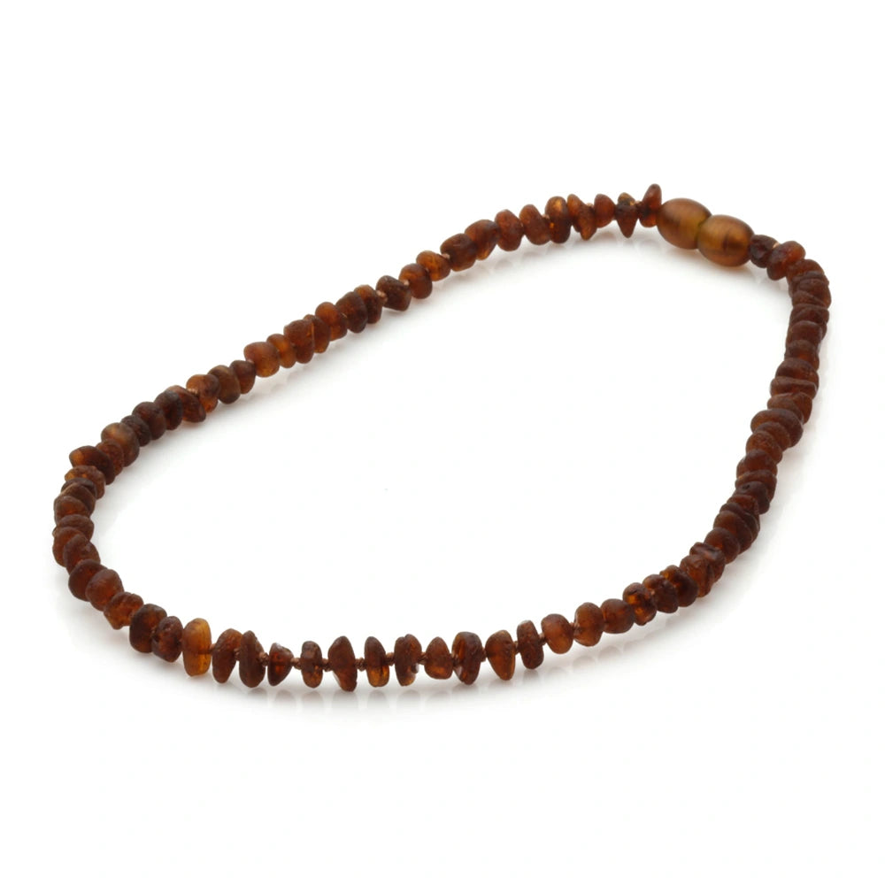 Baltic Amber Teething Necklace. Roundel Cognac 5mm - RO23