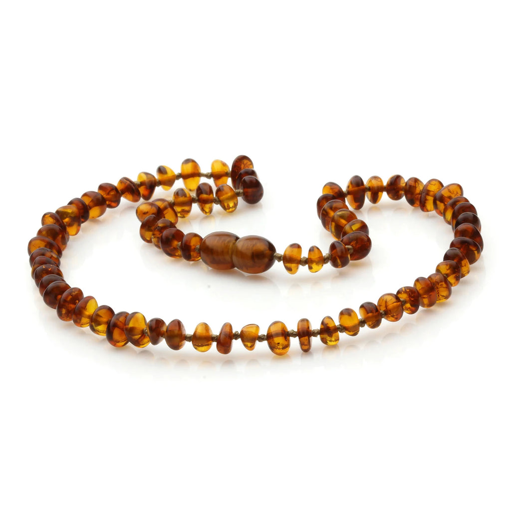 Baltic Amber Teething Necklace. Roundel Cognac 5mm - RO7