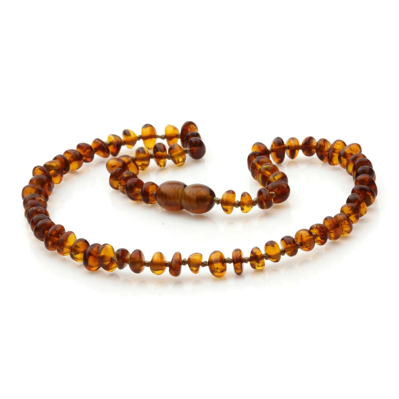 Baltic Amber Teething Necklace. Roundel Cognac 5mm - RO7