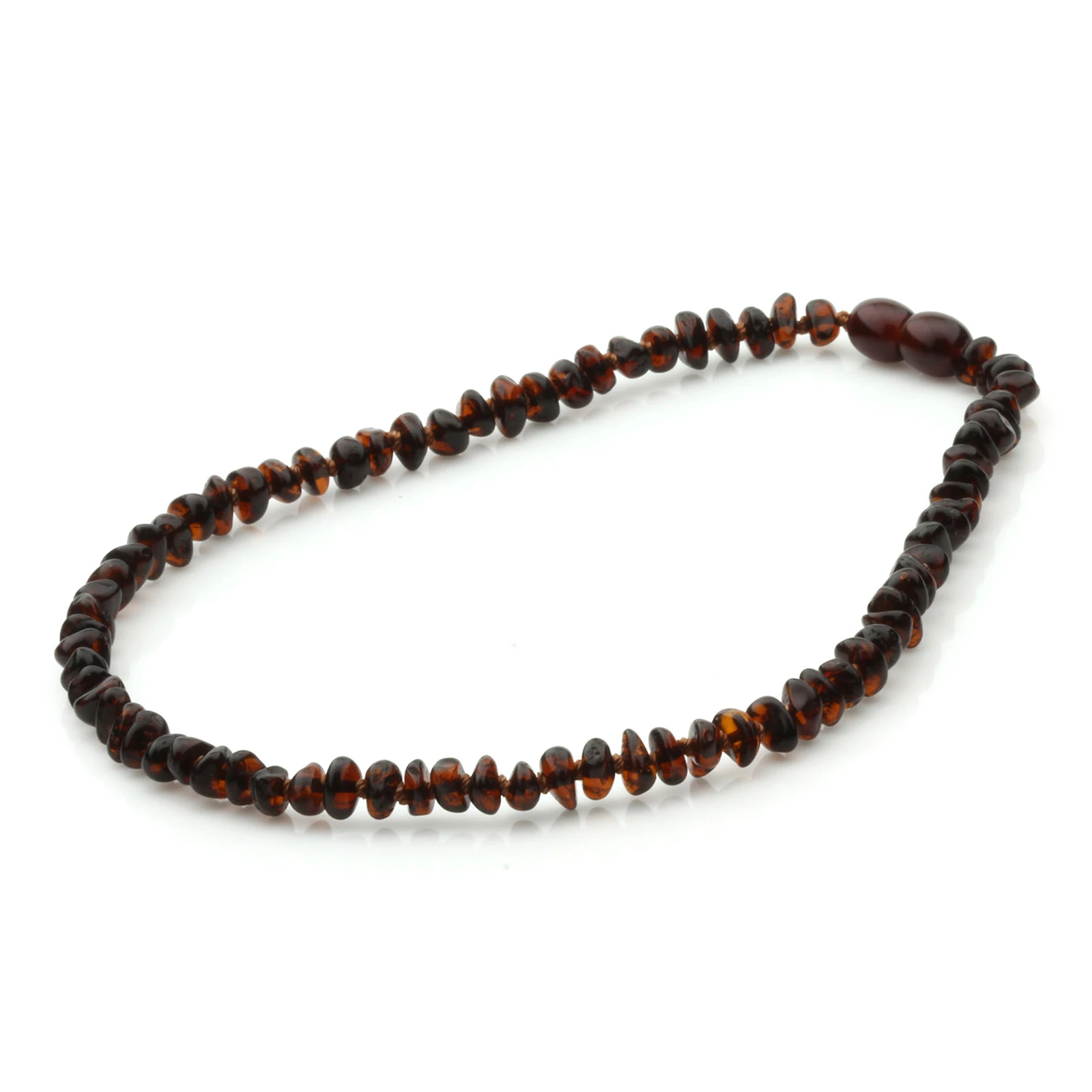 Baltic Amber Teething Necklace. Roundel Dark Cognac 5mm - RO55