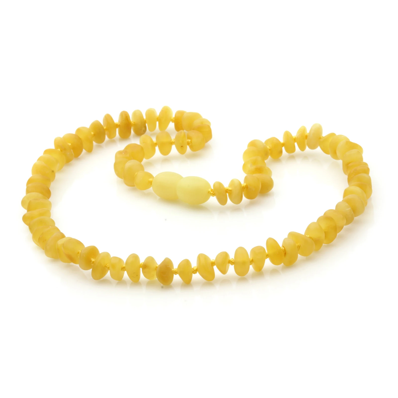 Baltic Amber Teething Necklace. Roundel Milky Yellow 5mm - RO12