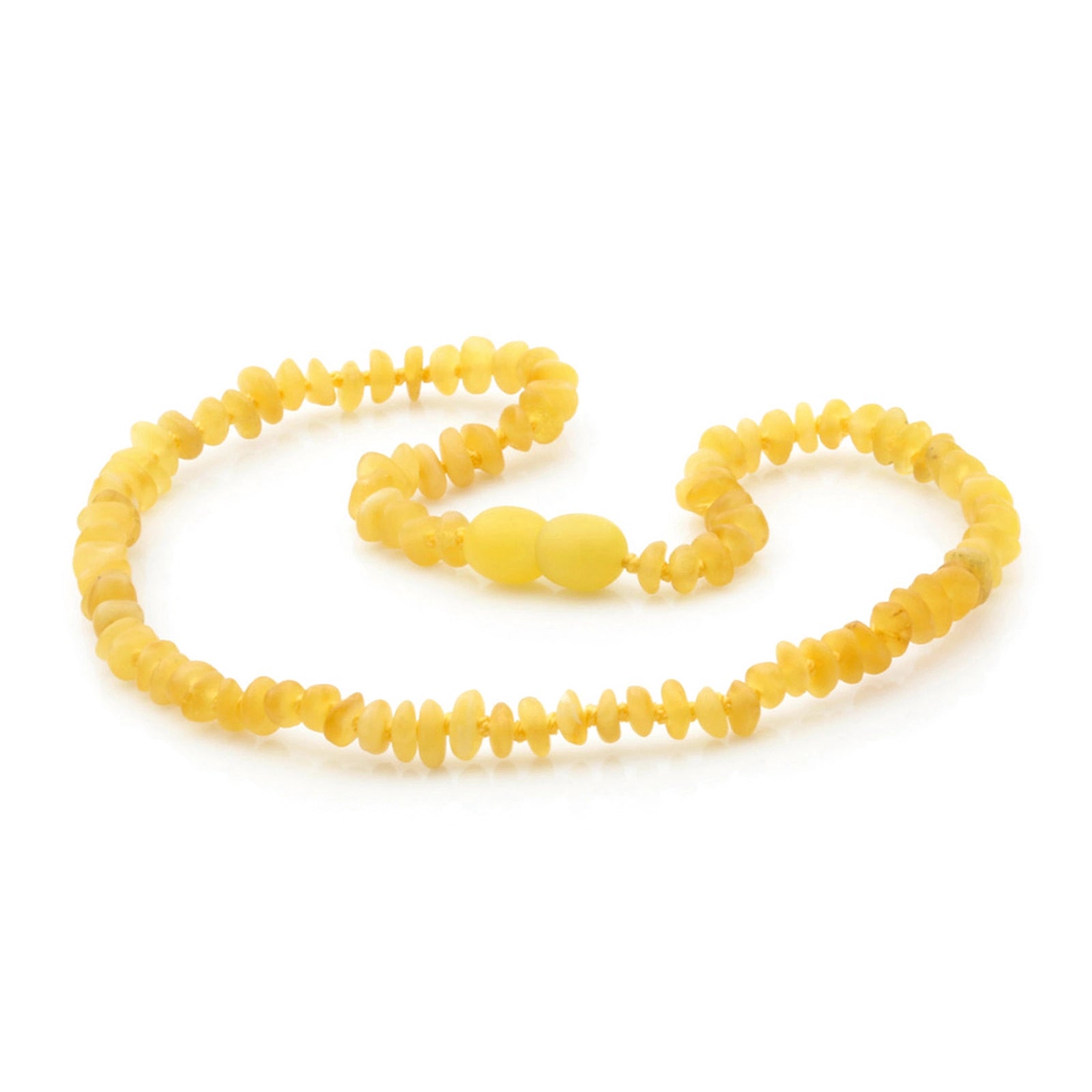 Baltic Amber Teething Necklace. Roundel Milky Yellow Matte 5mm - RO93