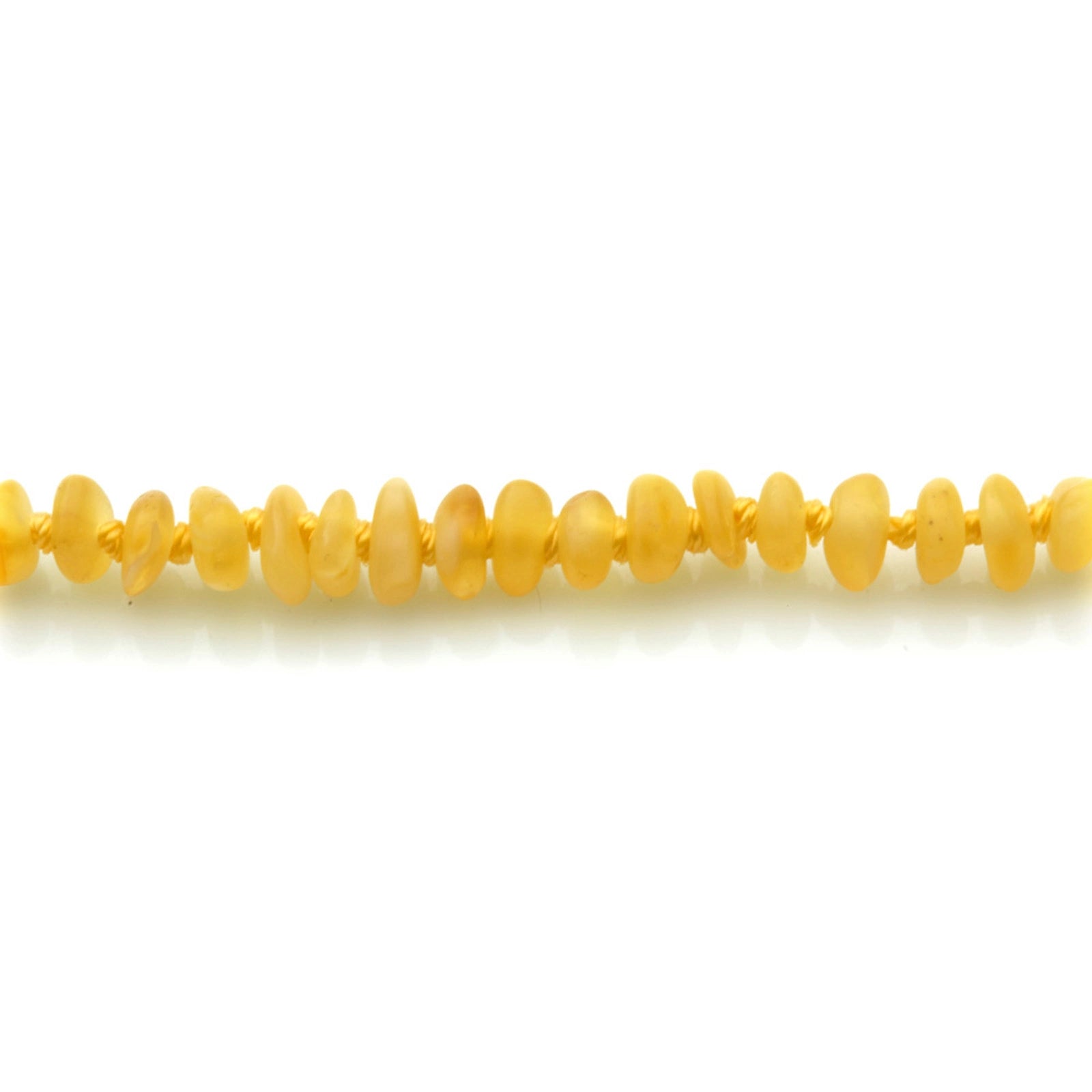 Baltic Amber Teething Necklace. Roundel Milky Yellow Matte 5mm - RO93