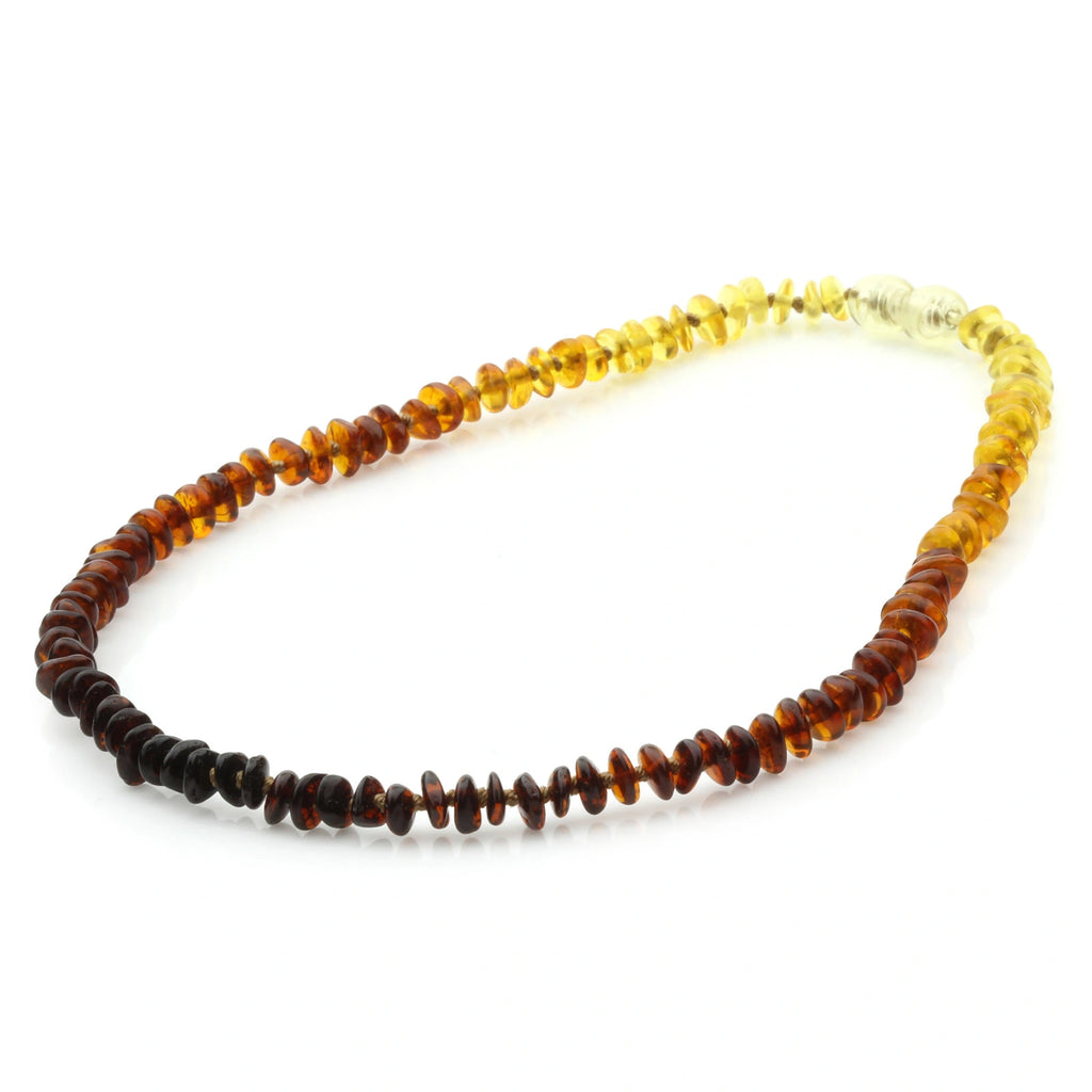 Adult Baltic Amber Necklace. Roundel Rainbow 5mm - RO58