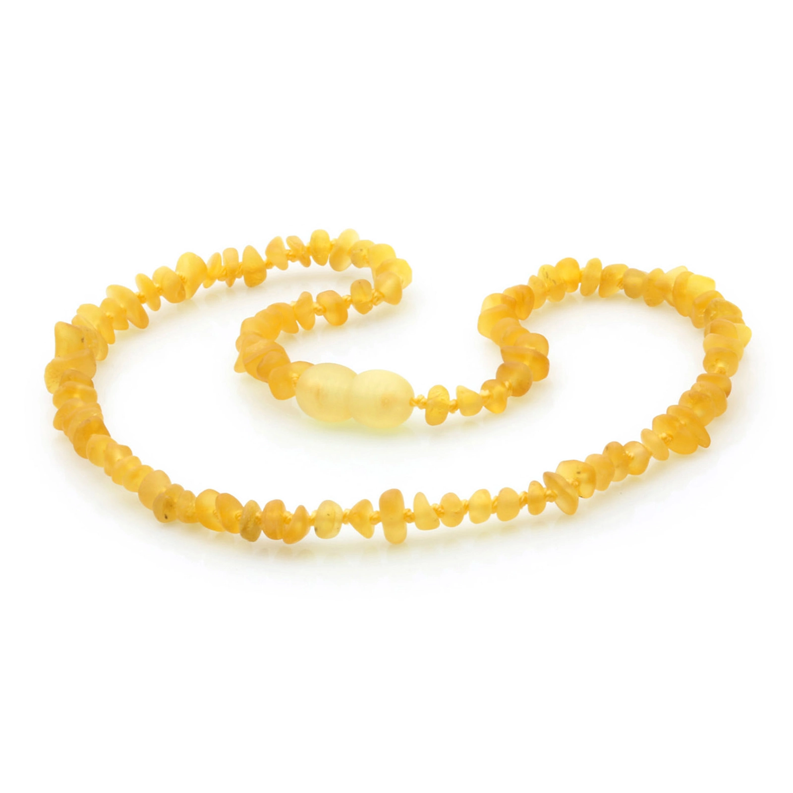 Baltic Amber Teething Necklace. Roundel Yellow Matte 4mm - RO95
