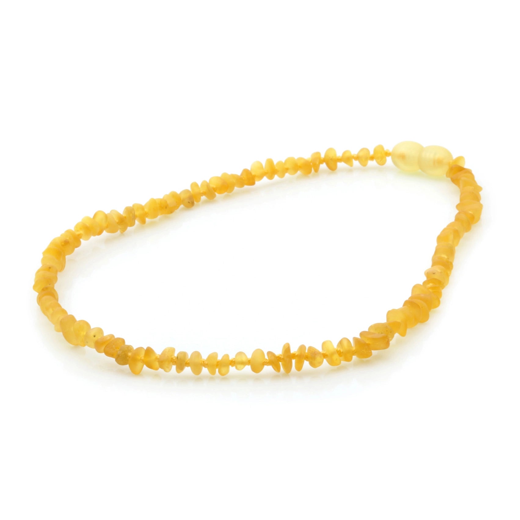 Baltic Amber Teething Necklace. Roundel Yellow Matte 4mm - RO95