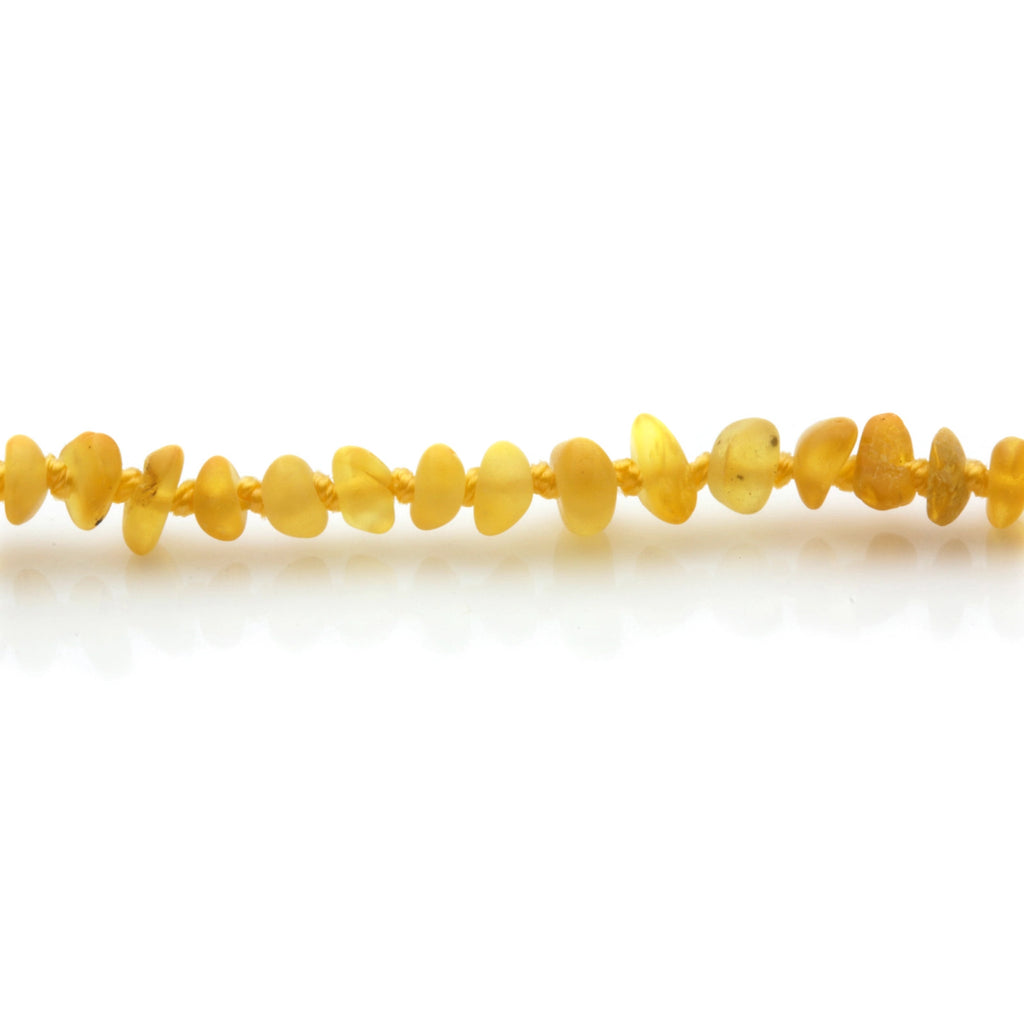 Baltic Amber Teething Necklace. Roundel Yellow Matte 4mm - RO95