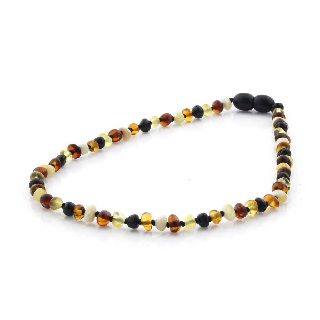 Baltic Amber Teething Necklace. Baroque Multicolour 4mm - BA42