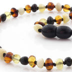 Baltic Amber Teething Necklace. Baroque Multicolour 4mm - BA42