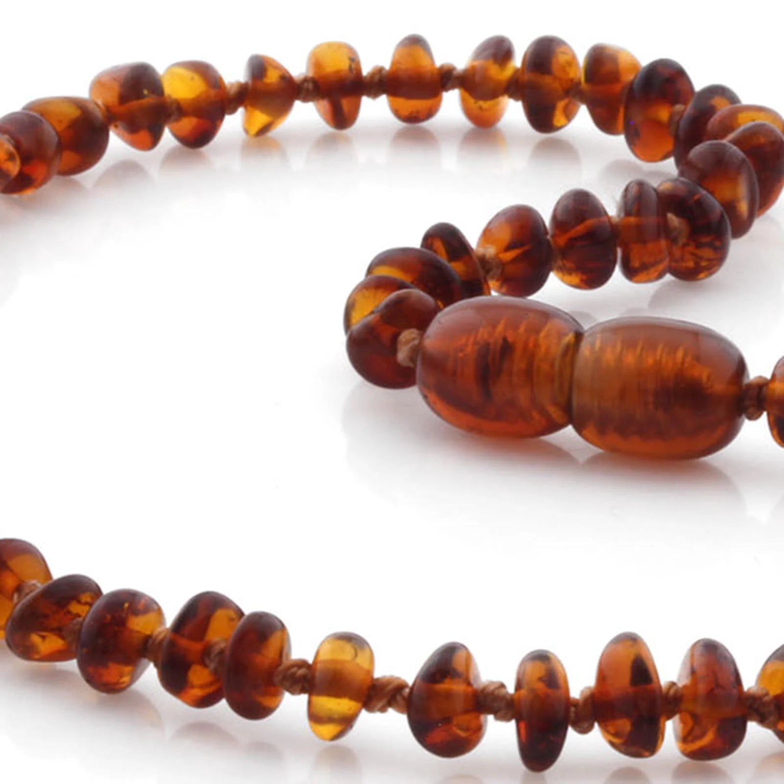 Baltic Amber Teething Necklace. Baroque Cognac 4mm - BA45