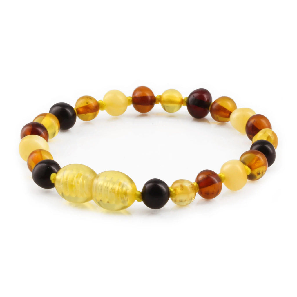 Baltic Amber Teething Bracelet. Baroque Multicolour 5mm - XB54M1