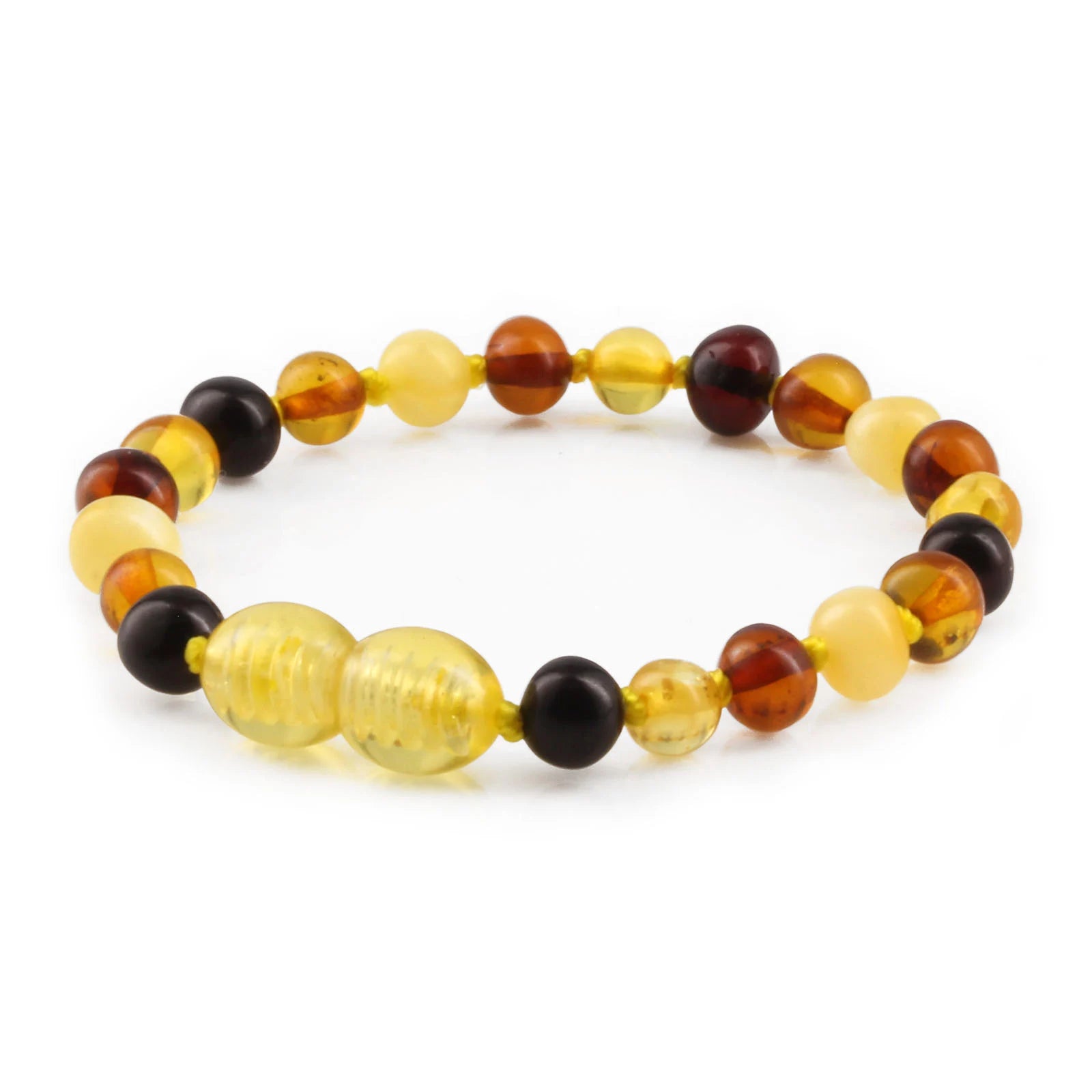 Baltic Amber Teething Bracelet. Baroque Multicolour 5mm - XB54M1