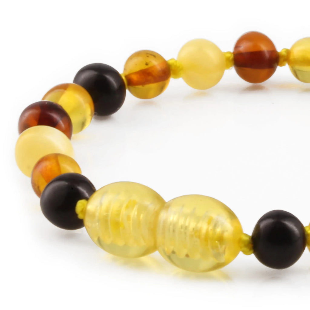 Baltic Amber Teething Bracelet. Baroque Multicolour 5mm - XB54M1